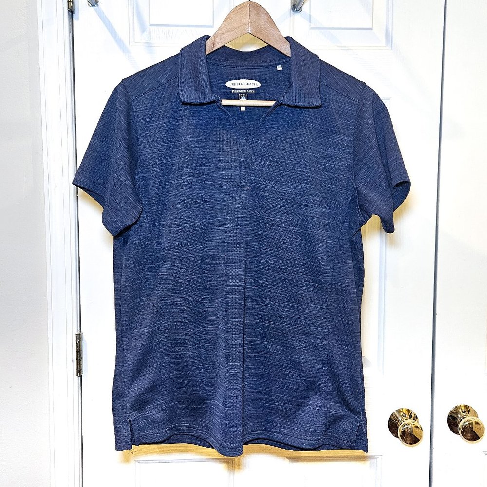 Navy Pebble Beach Performance Johnny Collar Women's Golf Polo Size Large